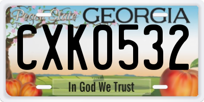 GA license plate CXK0532