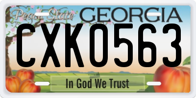 GA license plate CXK0563