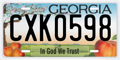 GA license plate CXK0598