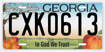 GA license plate CXK0613