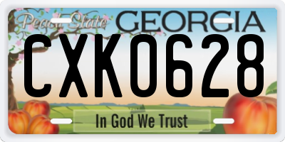 GA license plate CXK0628