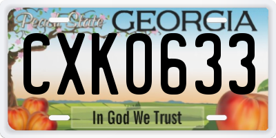 GA license plate CXK0633