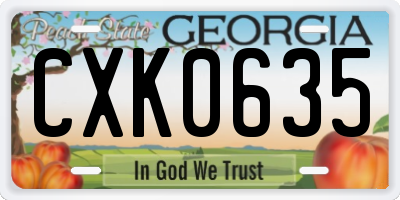 GA license plate CXK0635