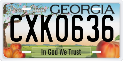 GA license plate CXK0636