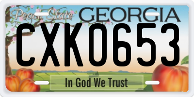 GA license plate CXK0653