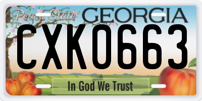 GA license plate CXK0663