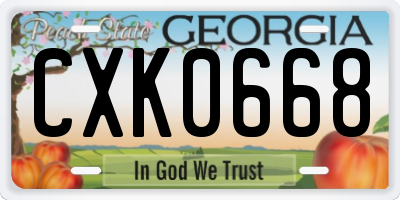 GA license plate CXK0668