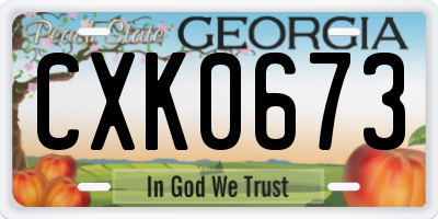 GA license plate CXK0673