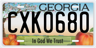 GA license plate CXK0680