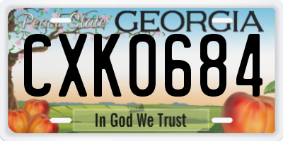 GA license plate CXK0684