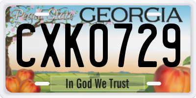 GA license plate CXK0729