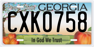 GA license plate CXK0758
