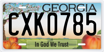 GA license plate CXK0785