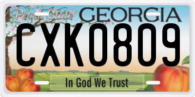 GA license plate CXK0809