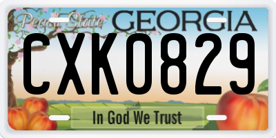 GA license plate CXK0829