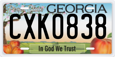 GA license plate CXK0838