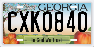 GA license plate CXK0840