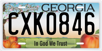 GA license plate CXK0846