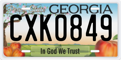 GA license plate CXK0849
