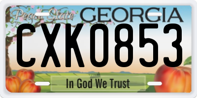 GA license plate CXK0853