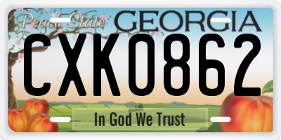 GA license plate CXK0862