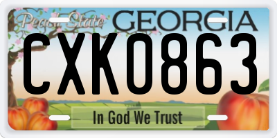 GA license plate CXK0863