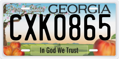 GA license plate CXK0865