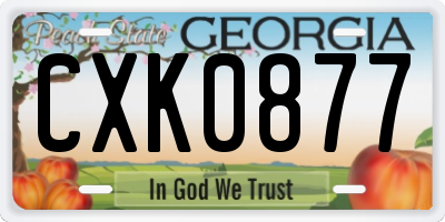 GA license plate CXK0877