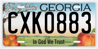 GA license plate CXK0883