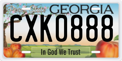 GA license plate CXK0888