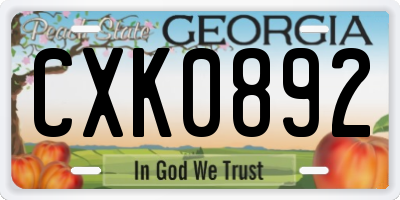 GA license plate CXK0892