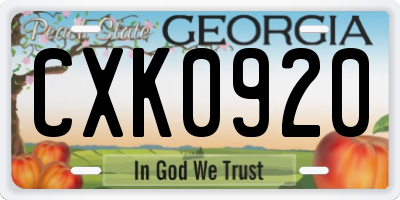 GA license plate CXK0920