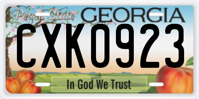 GA license plate CXK0923