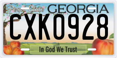 GA license plate CXK0928