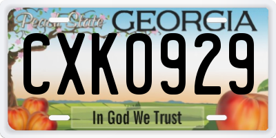 GA license plate CXK0929