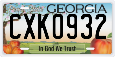 GA license plate CXK0932