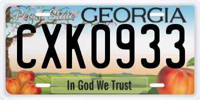 GA license plate CXK0933