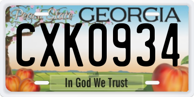 GA license plate CXK0934