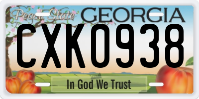 GA license plate CXK0938