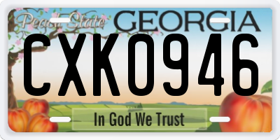 GA license plate CXK0946
