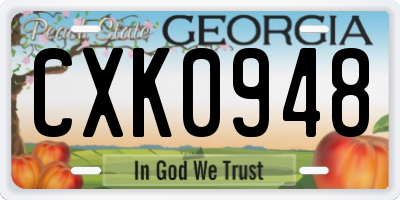GA license plate CXK0948