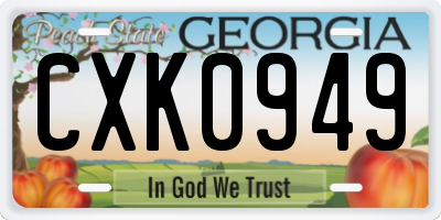GA license plate CXK0949