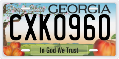 GA license plate CXK0960