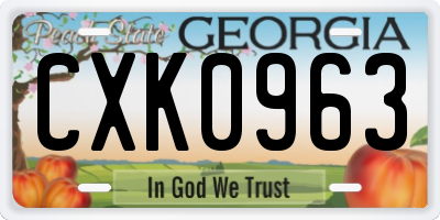 GA license plate CXK0963