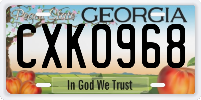 GA license plate CXK0968
