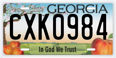 GA license plate CXK0984