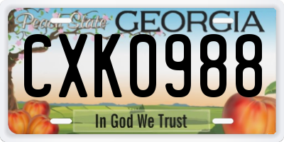 GA license plate CXK0988