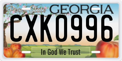 GA license plate CXK0996