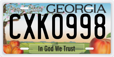 GA license plate CXK0998