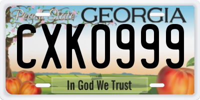 GA license plate CXK0999